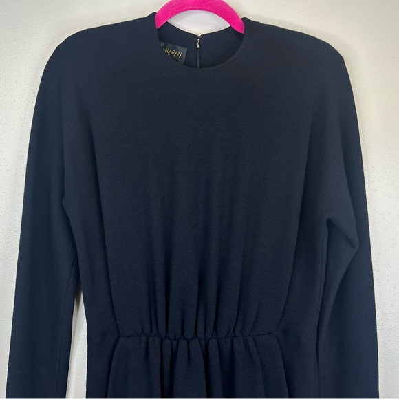 Vintage Donna Karan 6 Elegant Dark Navy Knit Dress Shoulder Pads 100% wool soft - Picture 3 of 16